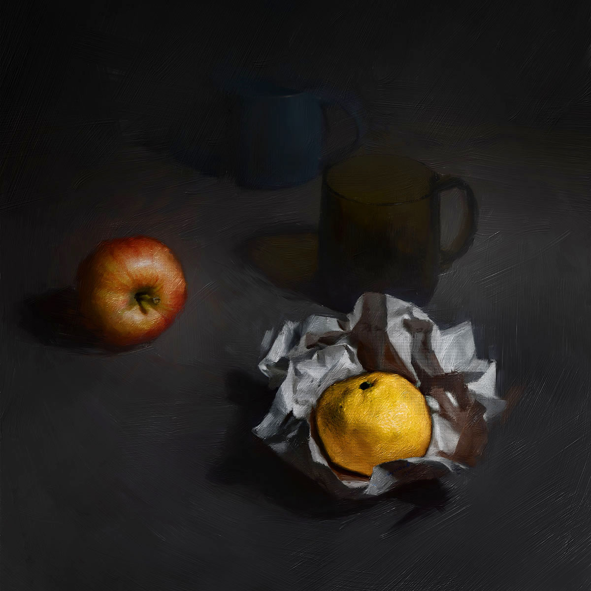 мандарин и яблоко