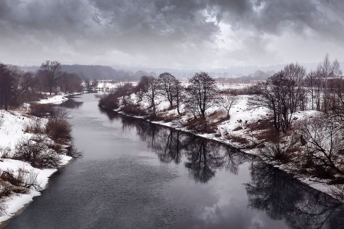 ... хмурый, холодный пейзаж, река Упа, Тульская область ...