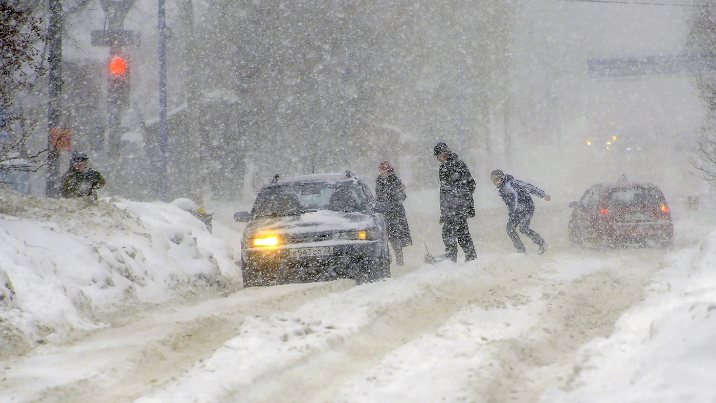 Снегопад в городе