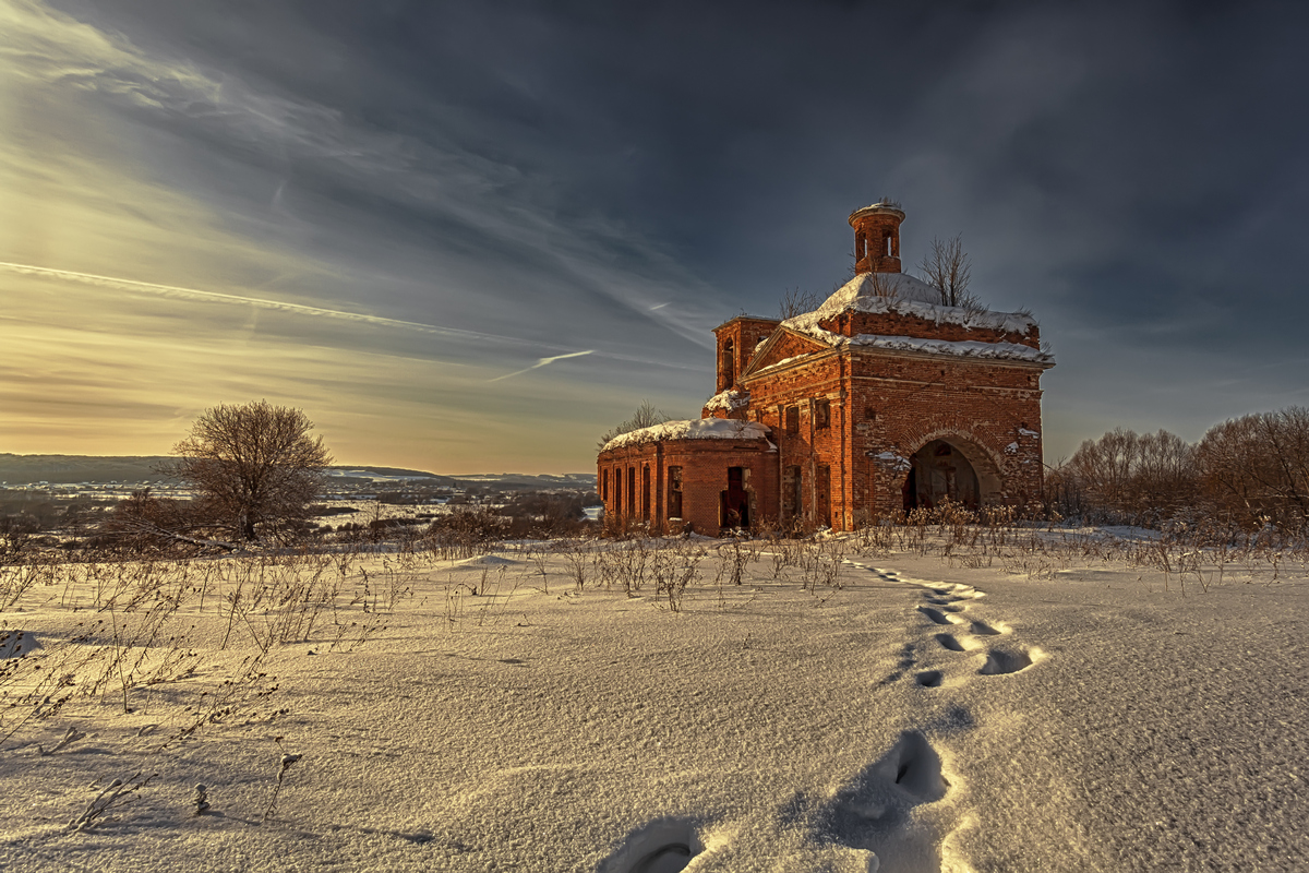 ... и еще из зимних покатушек по Тульской области, январь, церковь Бориса и Глеба, Поречье, Дубенски