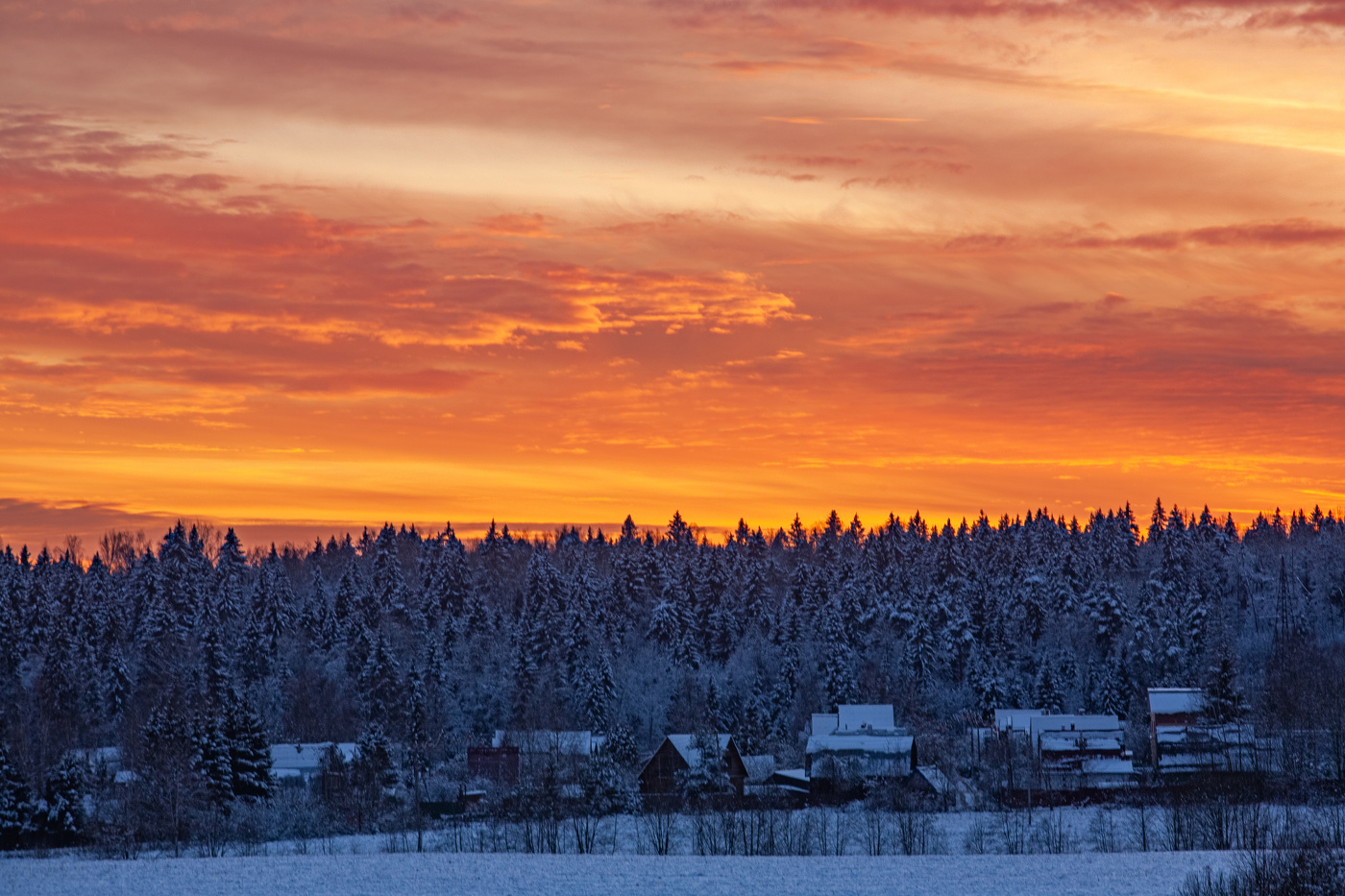 Закат после снегопада