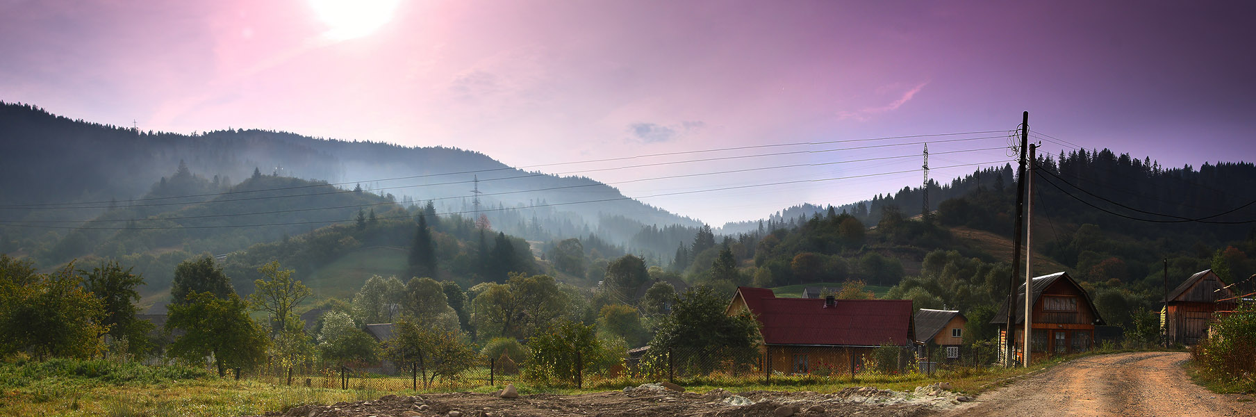 Утро в карпатской деревне