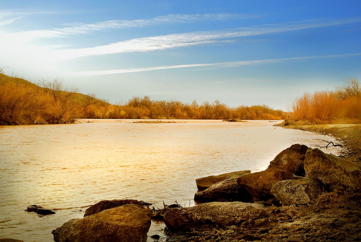 жёлтая река в жёлтых берегах