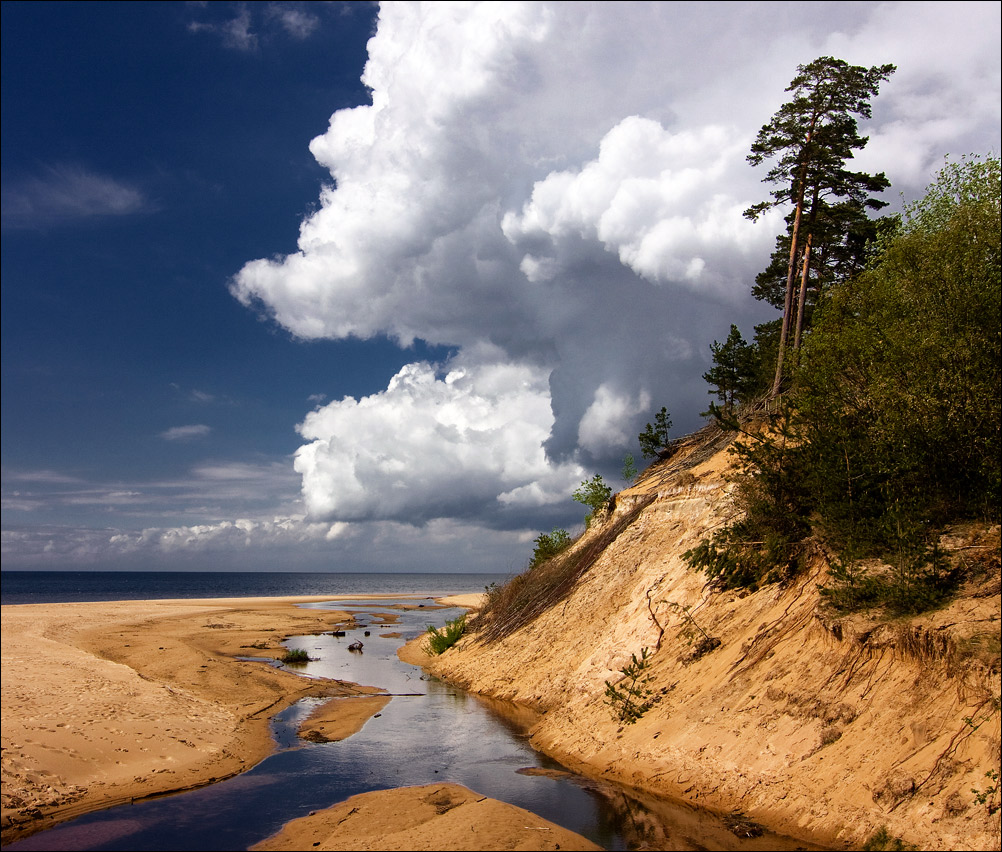 Прогулка облака вдоль пляжа