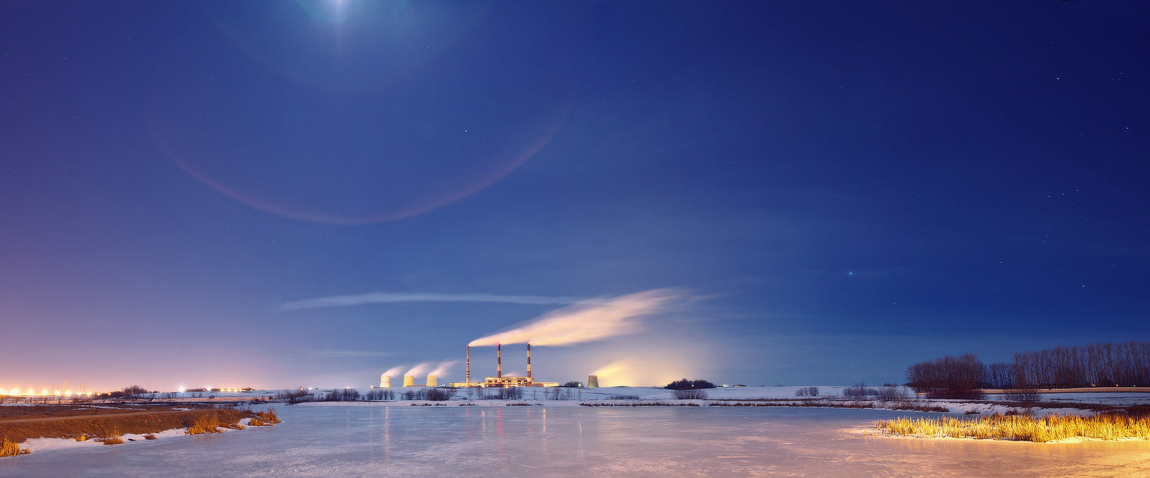 ТЭЦ 4 лунной ночью