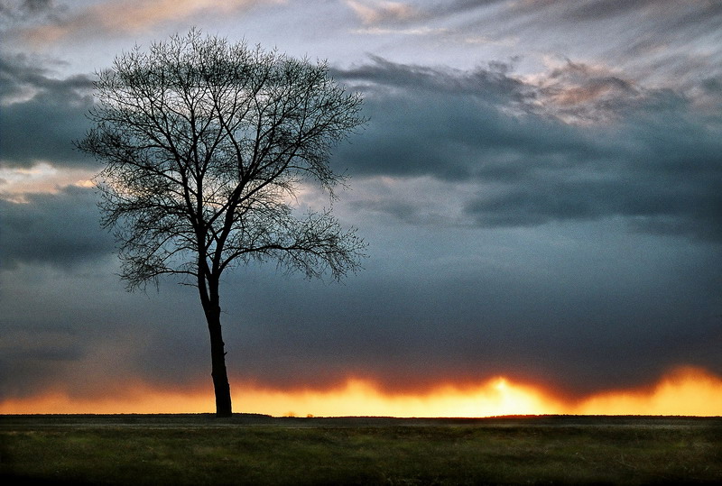 закат в дождь