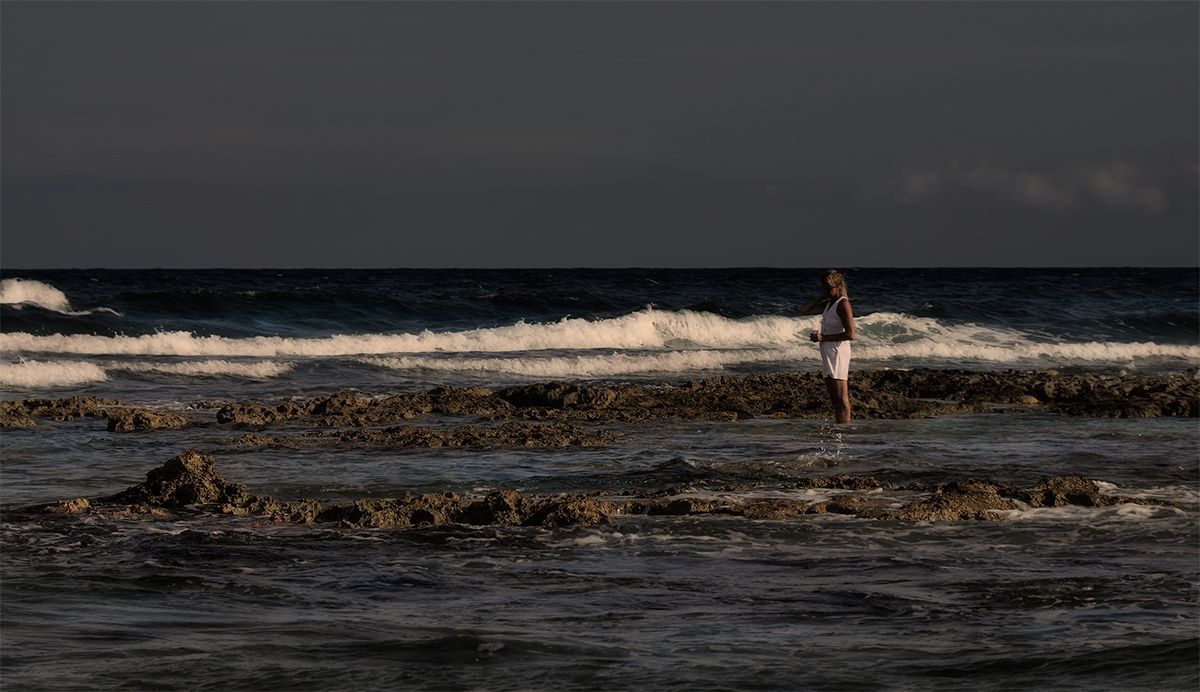 She has come down to condemn that water sea...