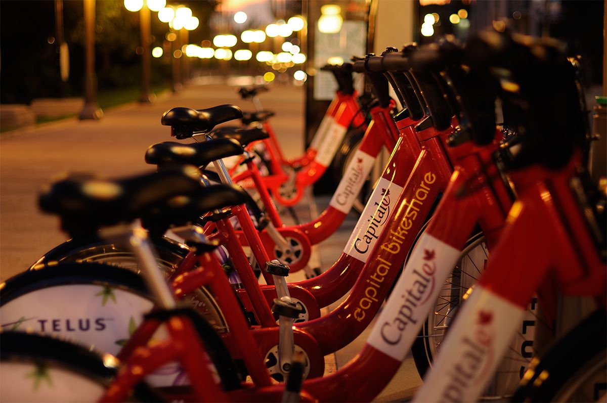 red & white capital bikes