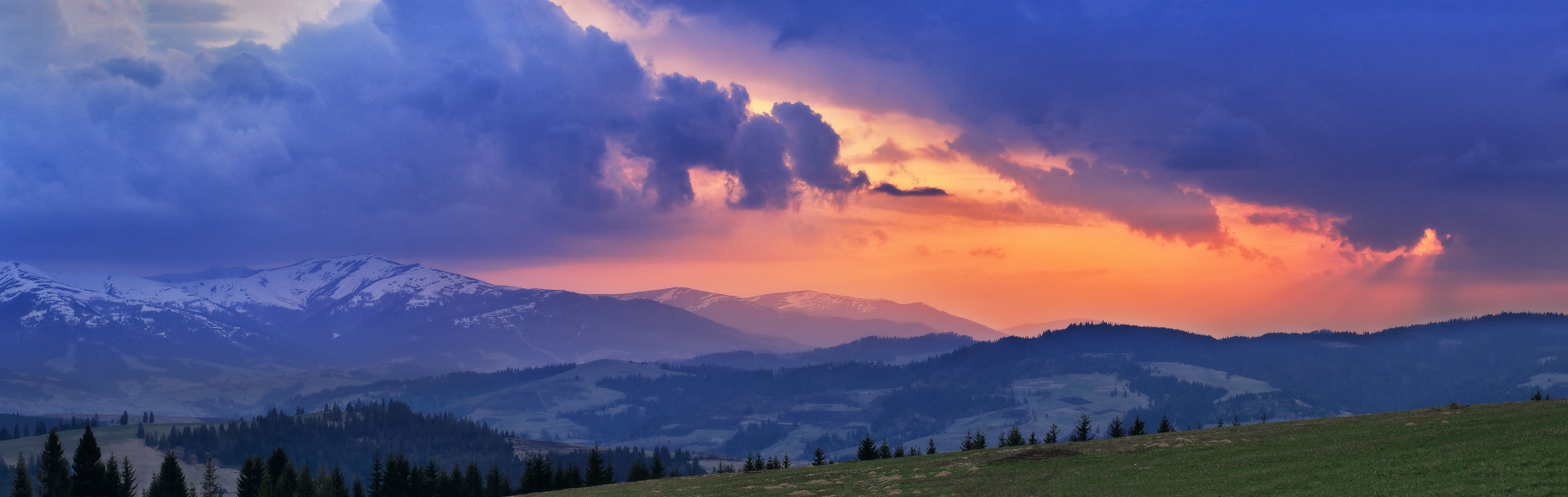 Весенний вечер в Карпатах