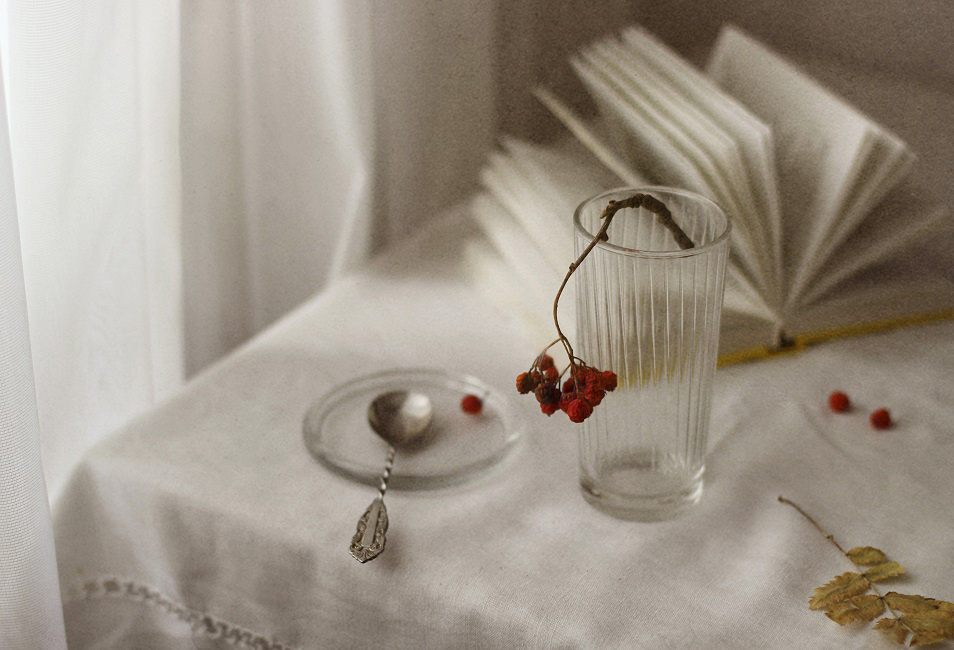 Рябина, листья сбросив, загрустила...