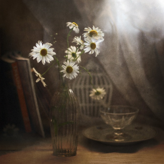 С ромашками....