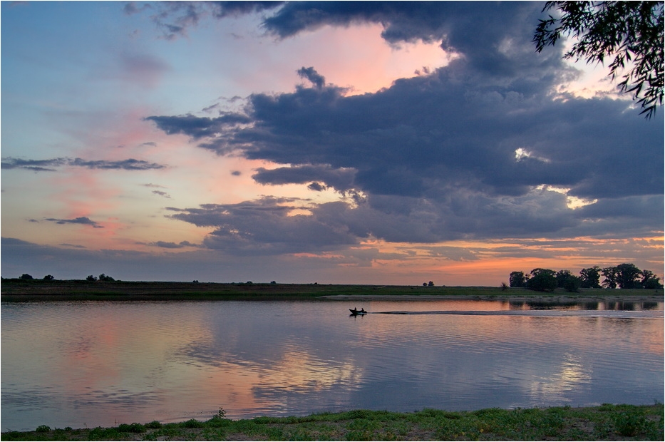 Am Abend Sonnenuntergang