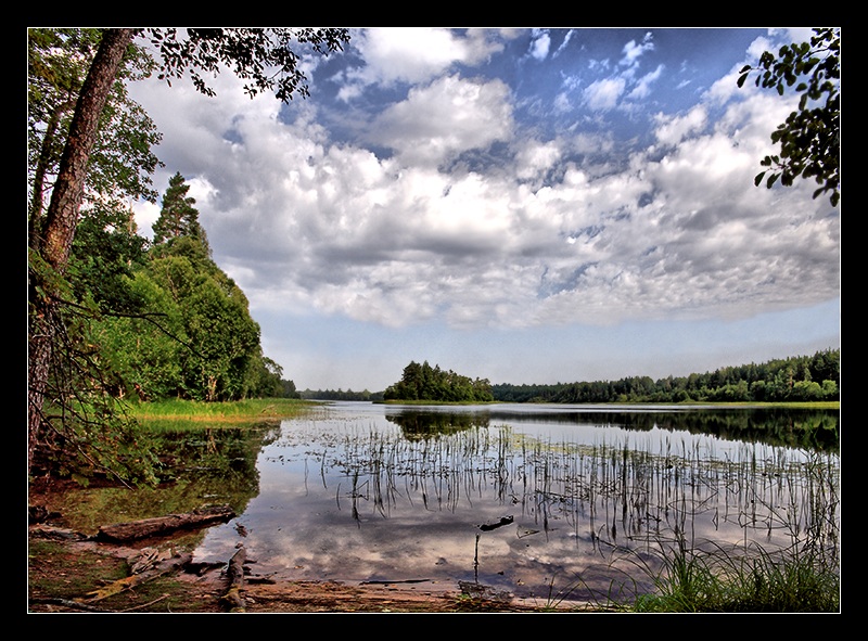 Над озером проплывали облака...