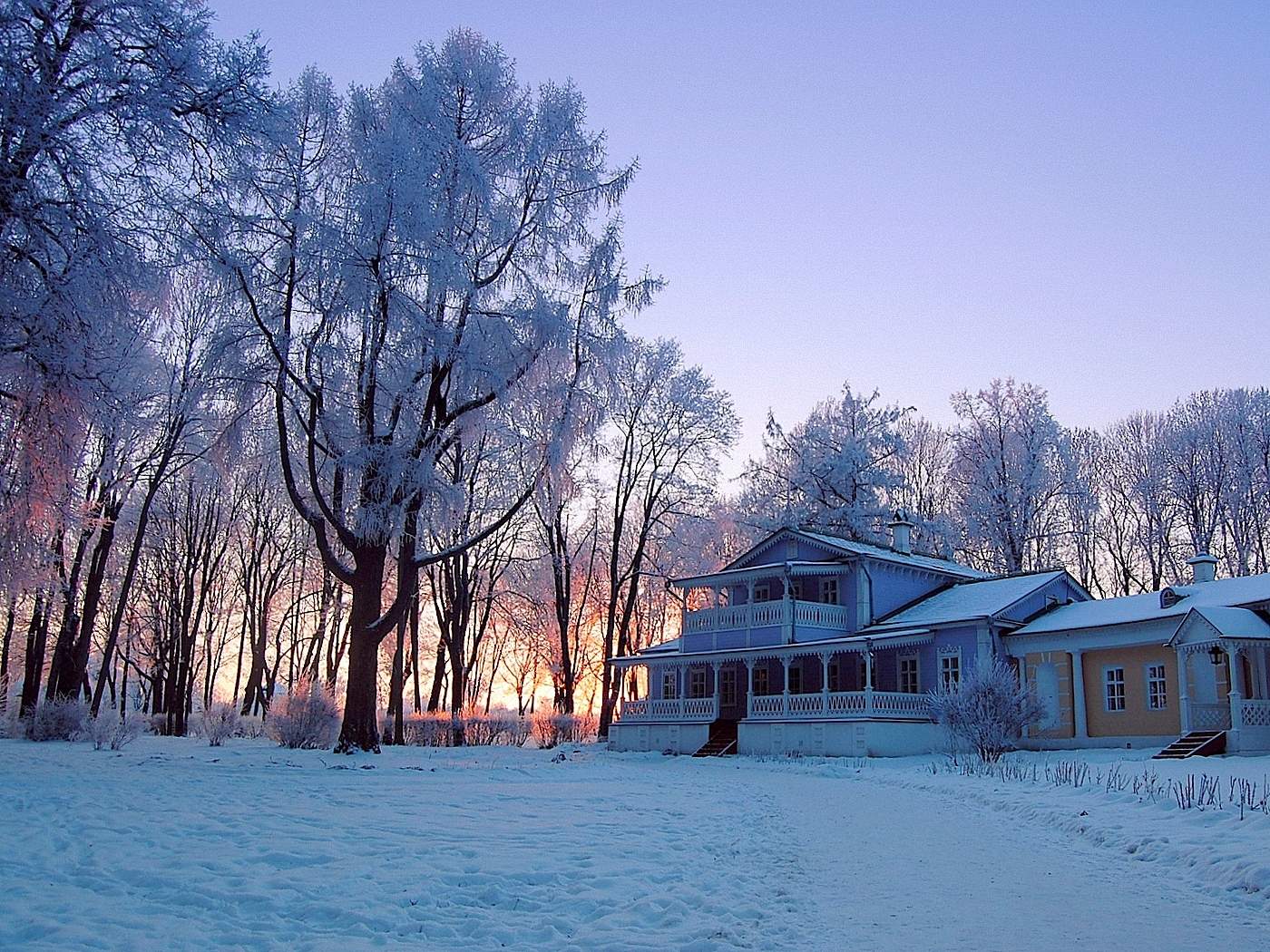 Морозный заход солнца