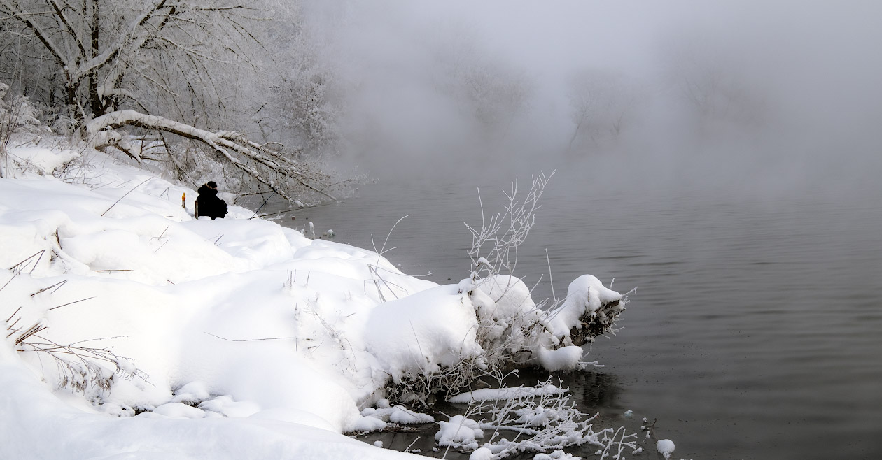 Рассвет,туман,иней..