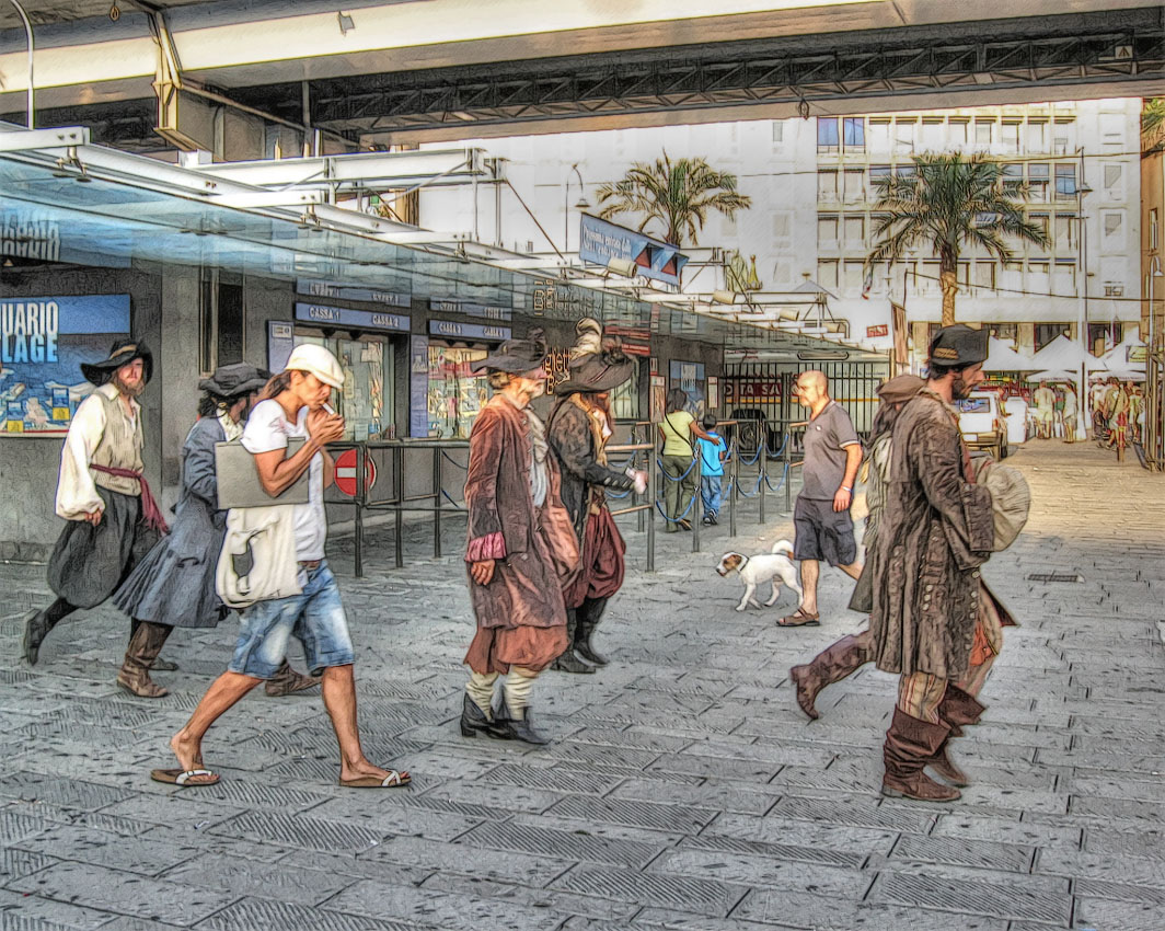 Пираты заходят в город