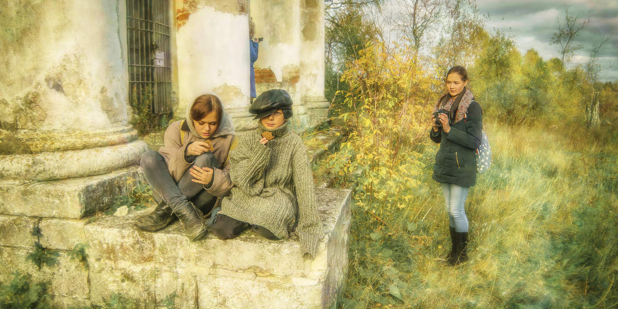 на пленэре..