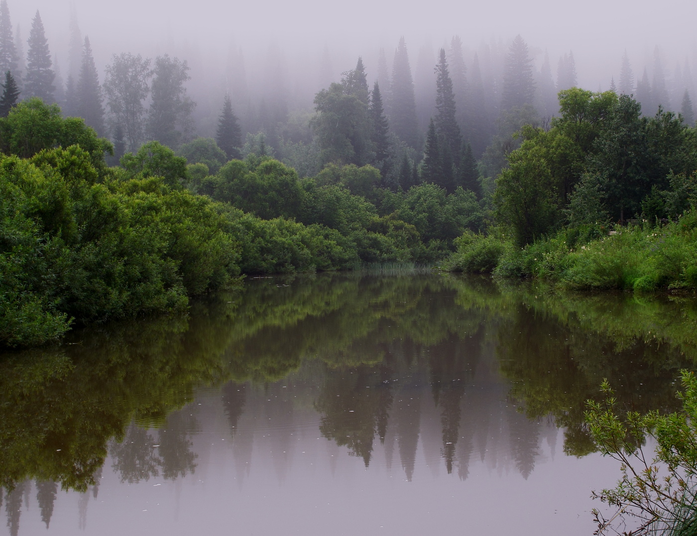 Дышит река теплым туманом