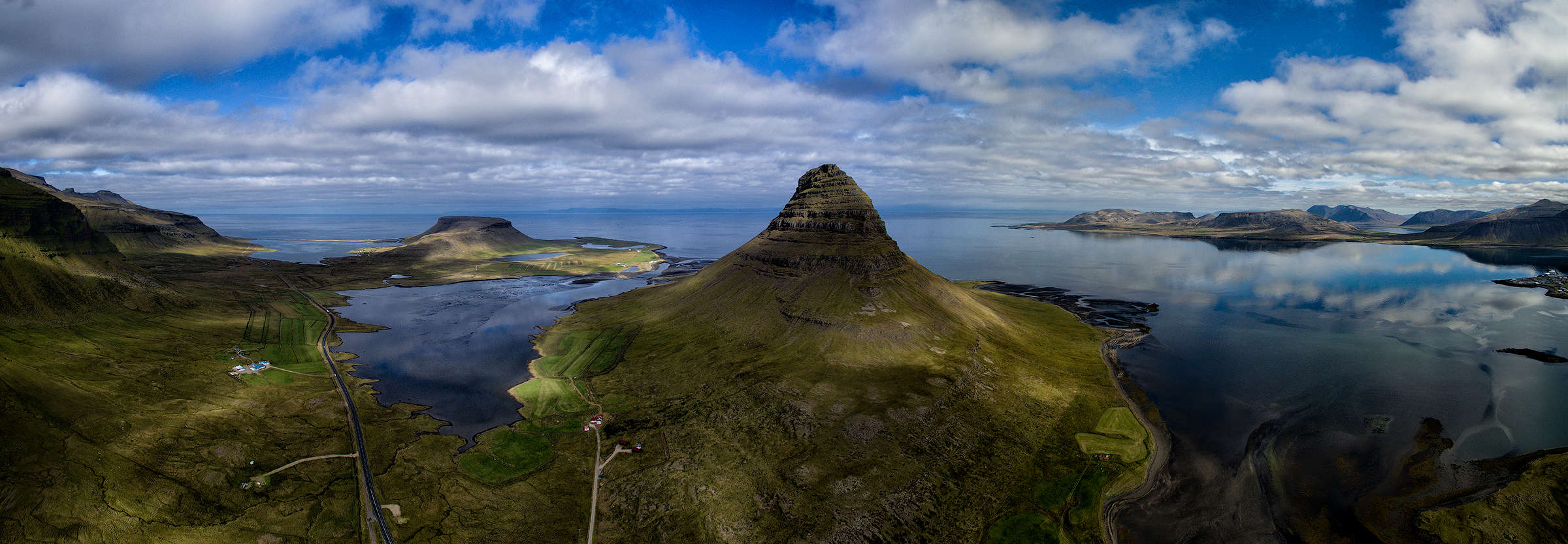 Kirkjufell (Церковная Гора). Дронопанорама