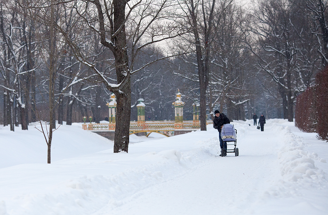тихо падал снег