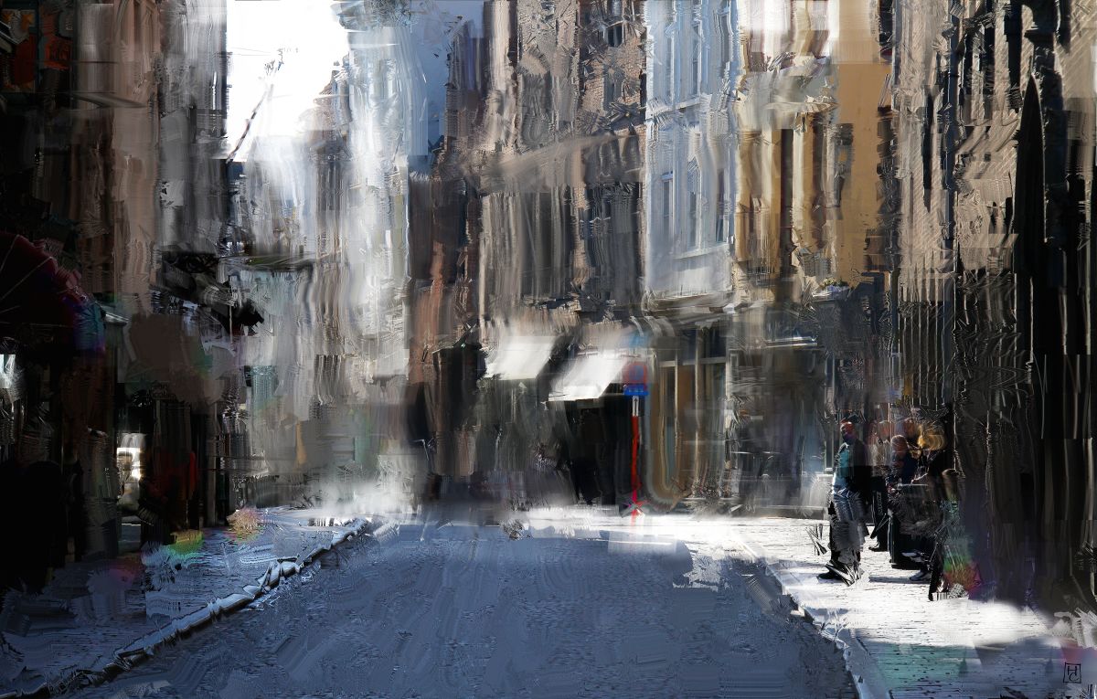 утро. торговая улица