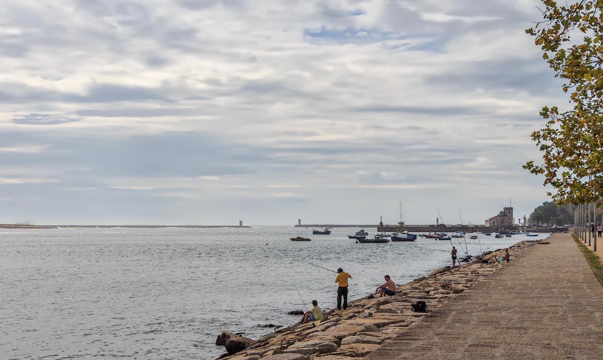 Fishing at the mouth of the Douro river