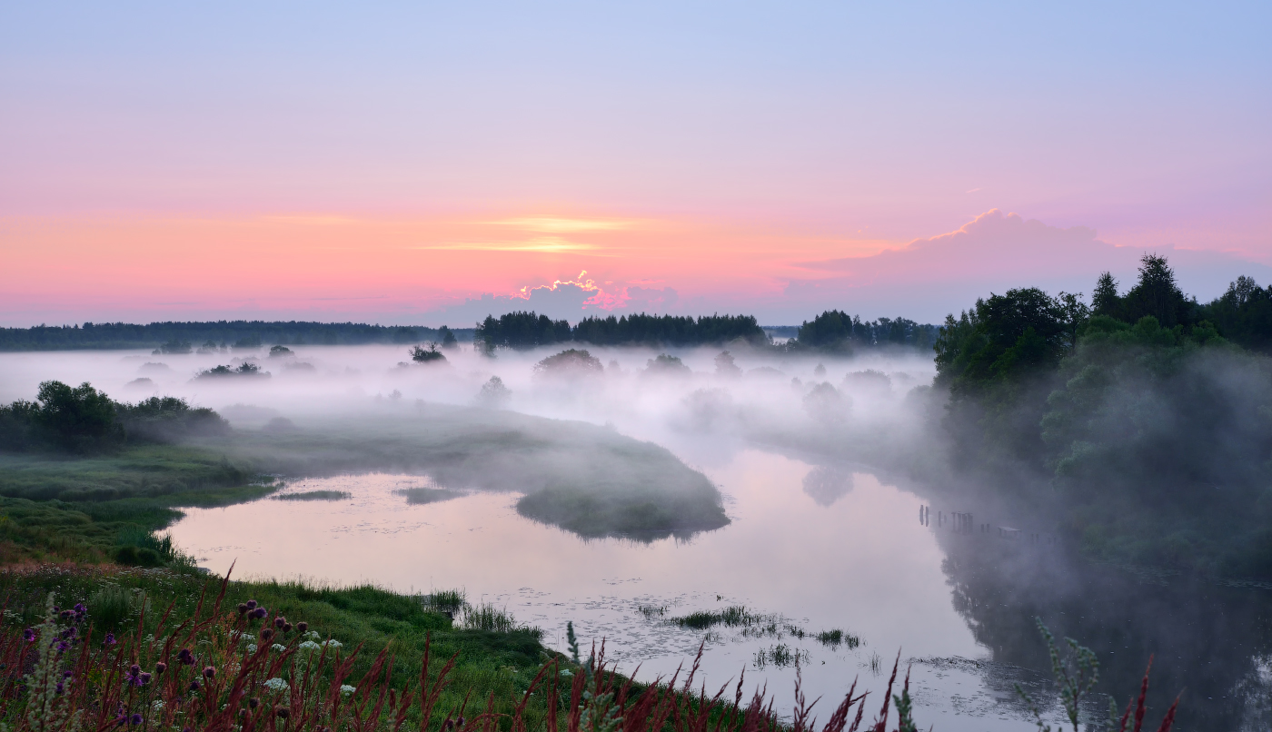 холодное туманное утро