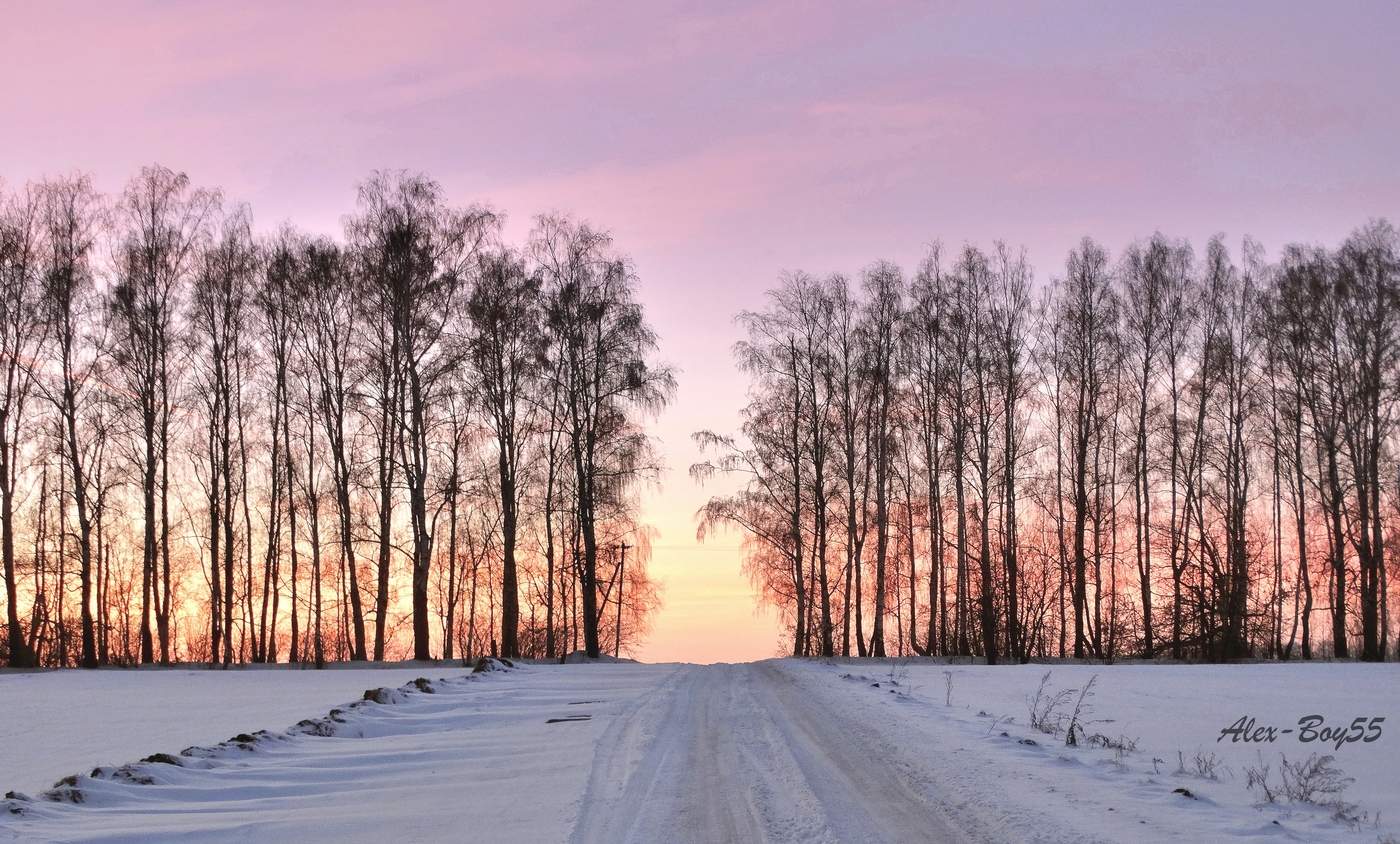 Дорога к вечернему закату