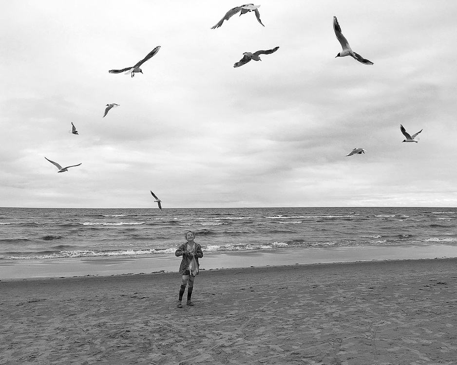 Девочка и птицы