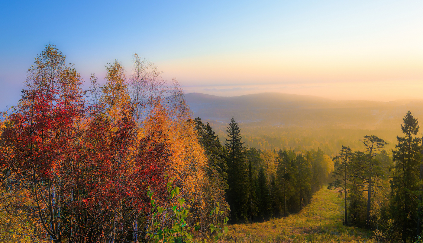 Расплескала краски осень