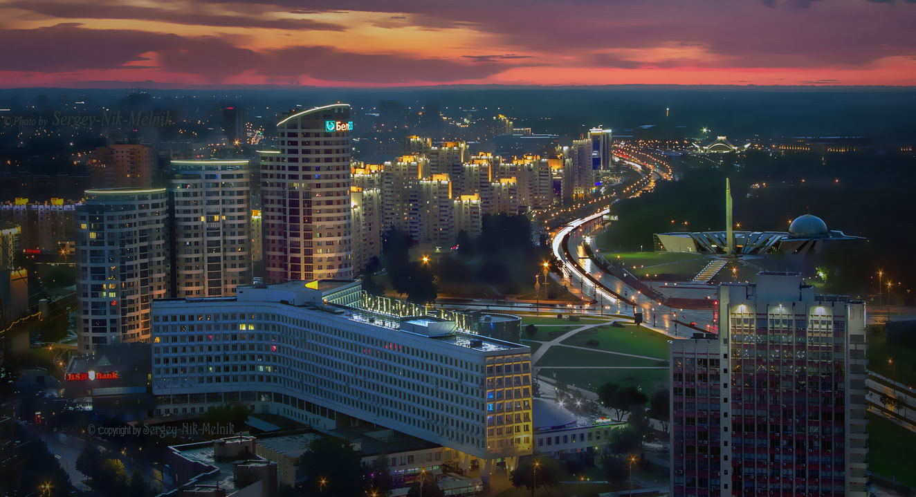 Фото вечерний Минск с высоты