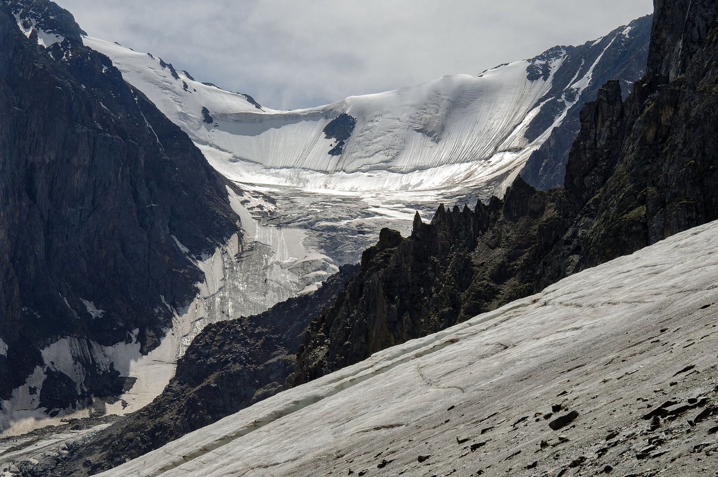 Такой вид открывается с большого ледника Актру.