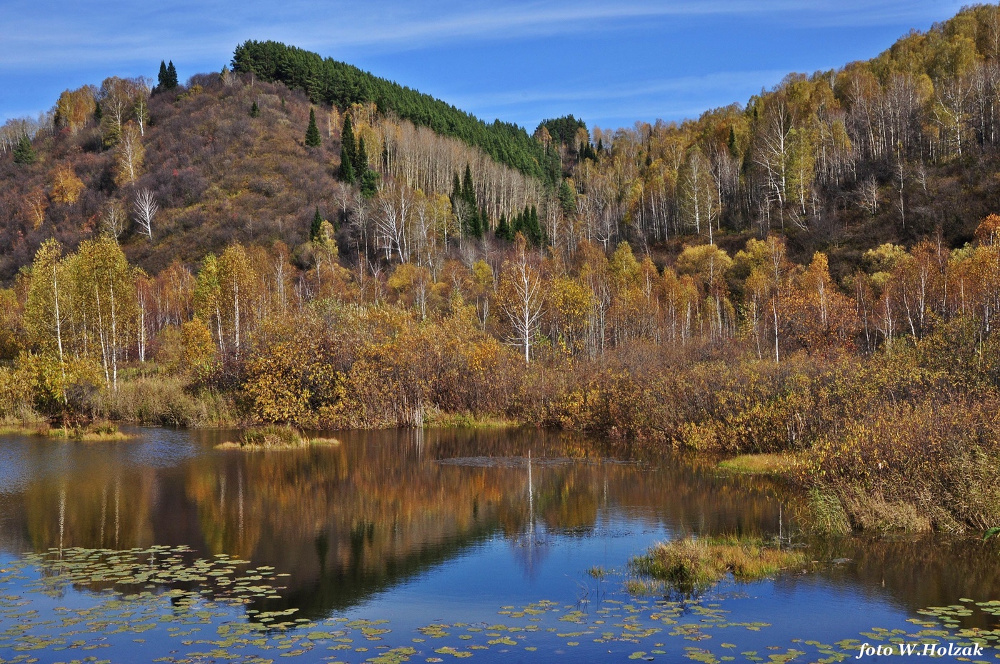 На осеннем лесном озере