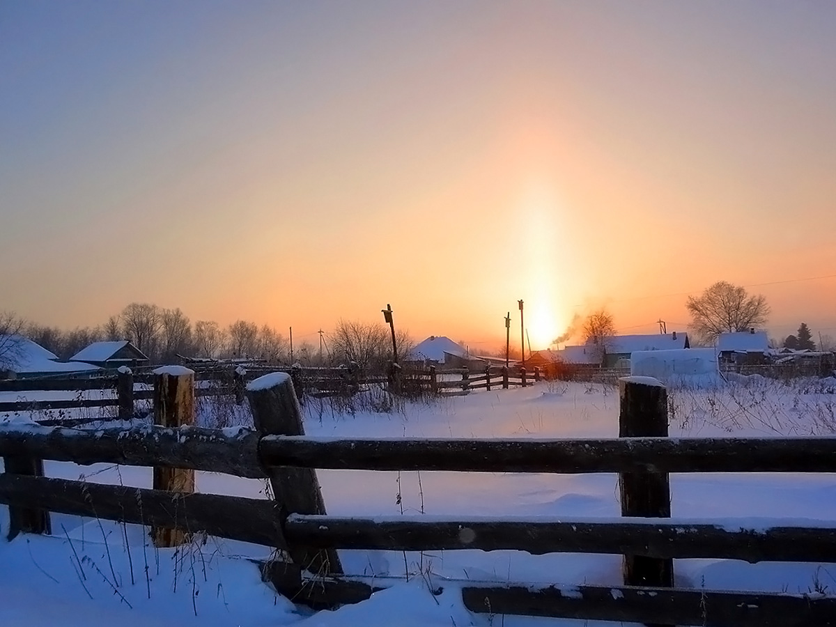 Зимний вечер в Сибирской глубинке