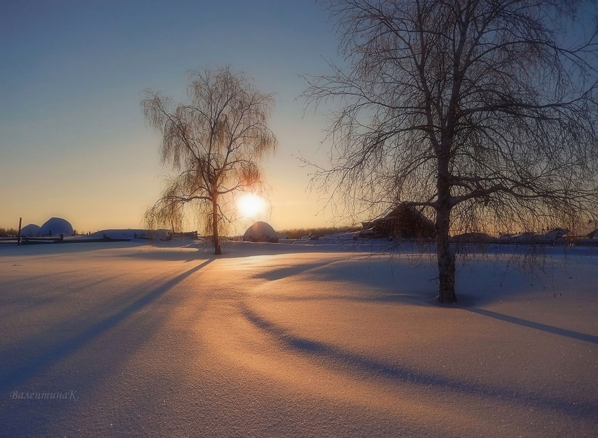Зимний вечер в Сибирской глубинке
