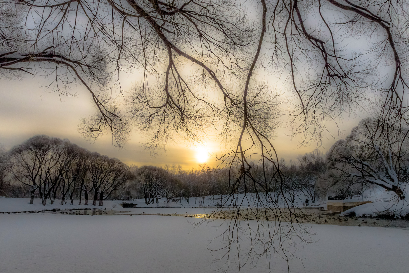 Январь. Закат.