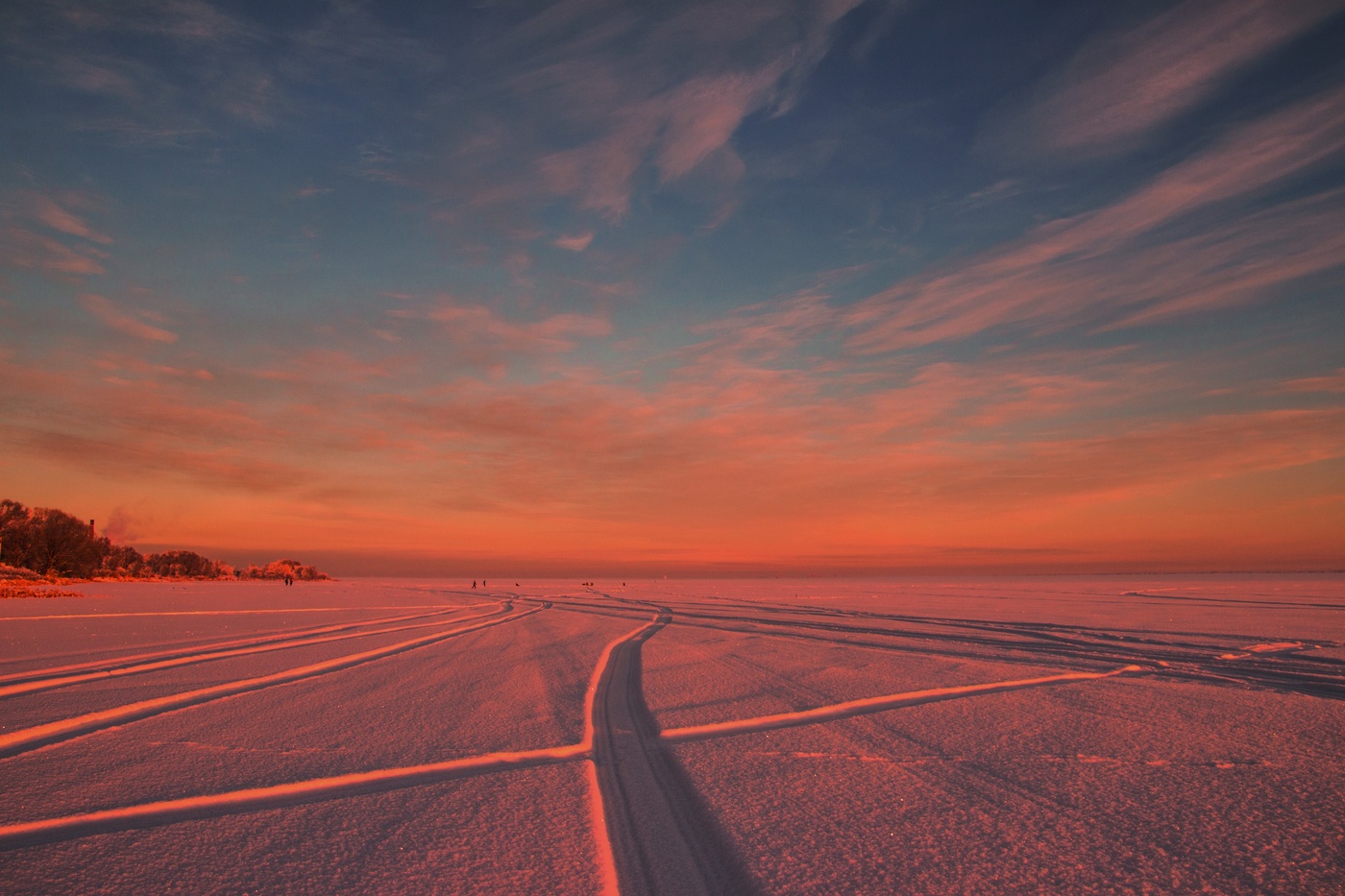 Зимний закат в ярких красках