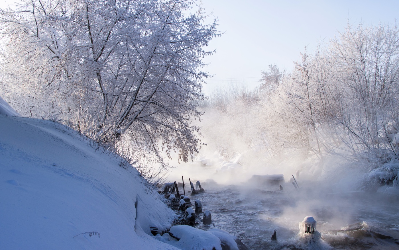 в солнечный морозный день
