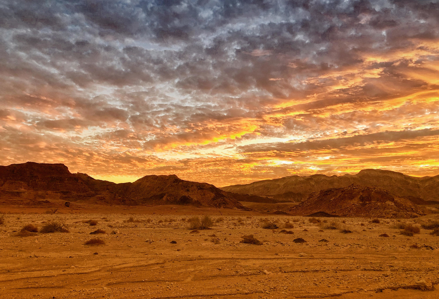 Закат в пустыне Негев