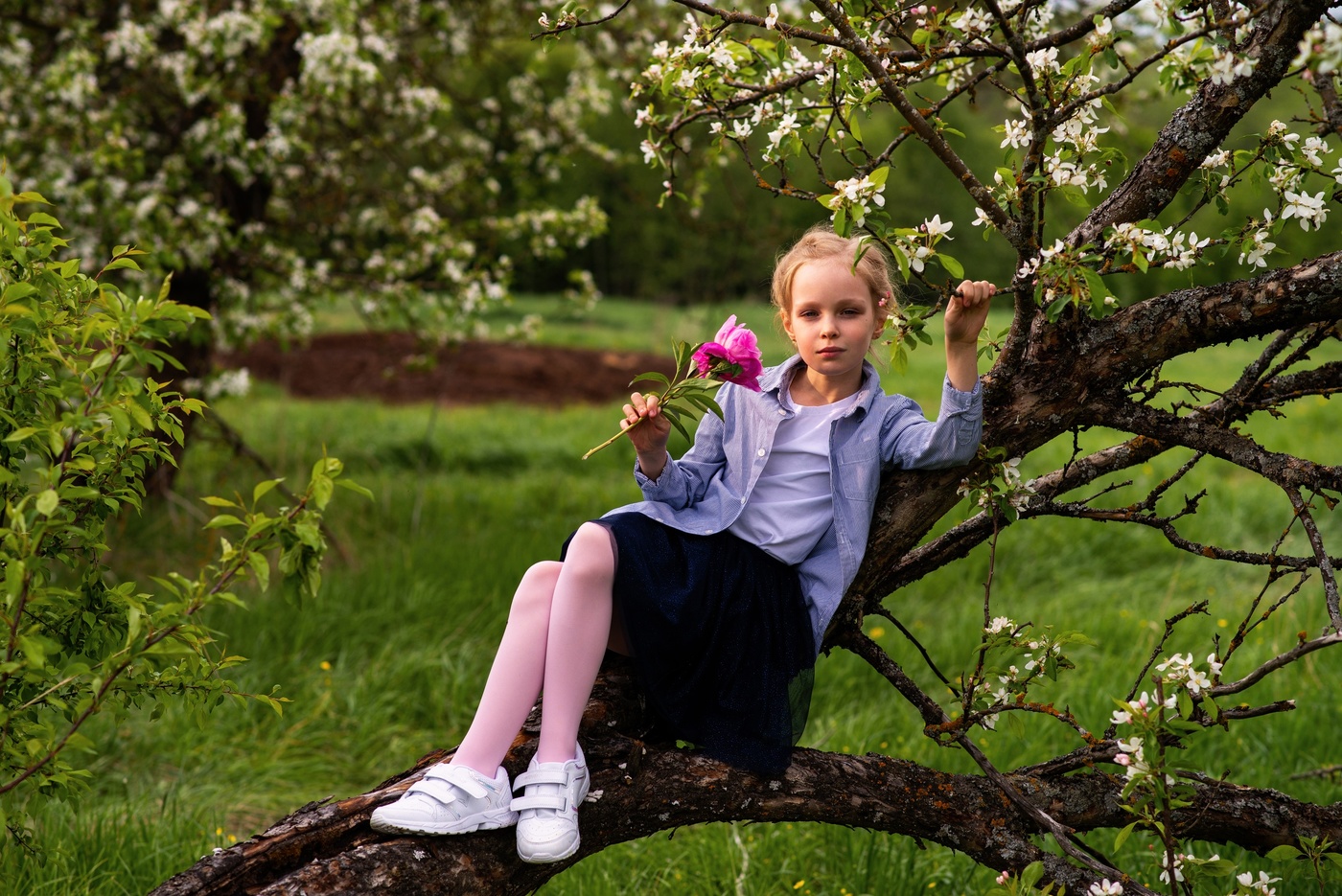 Полина на яблоне