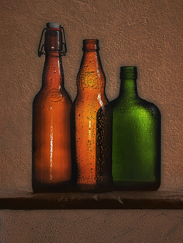 цветные бутылки