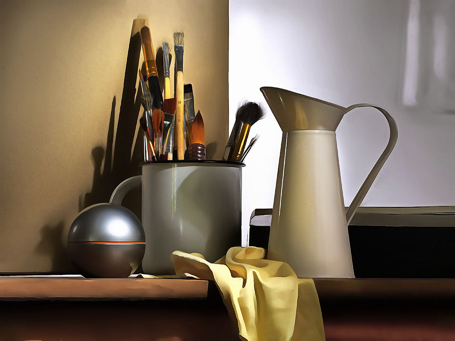 кисти и кувшин