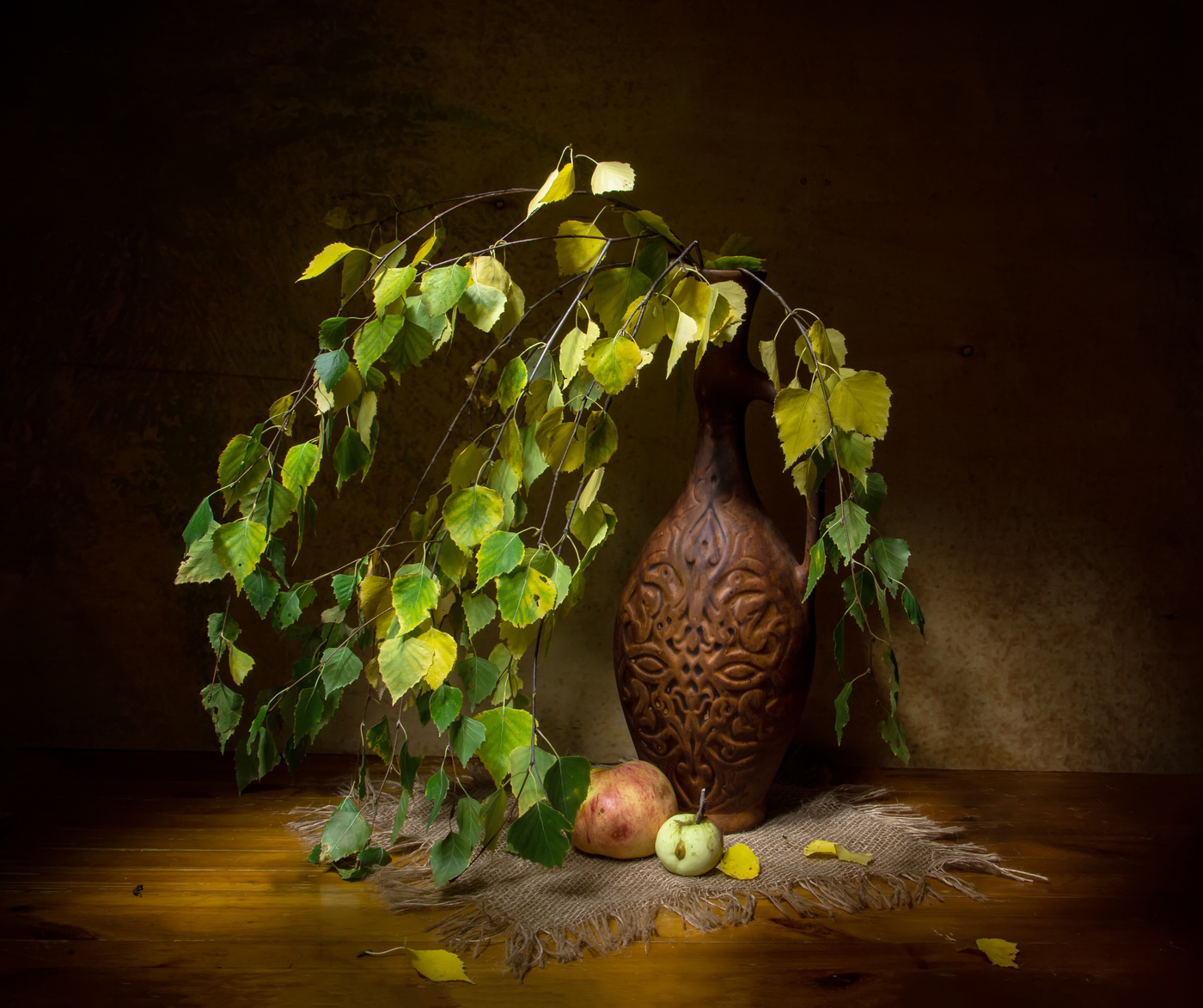 С березкой....