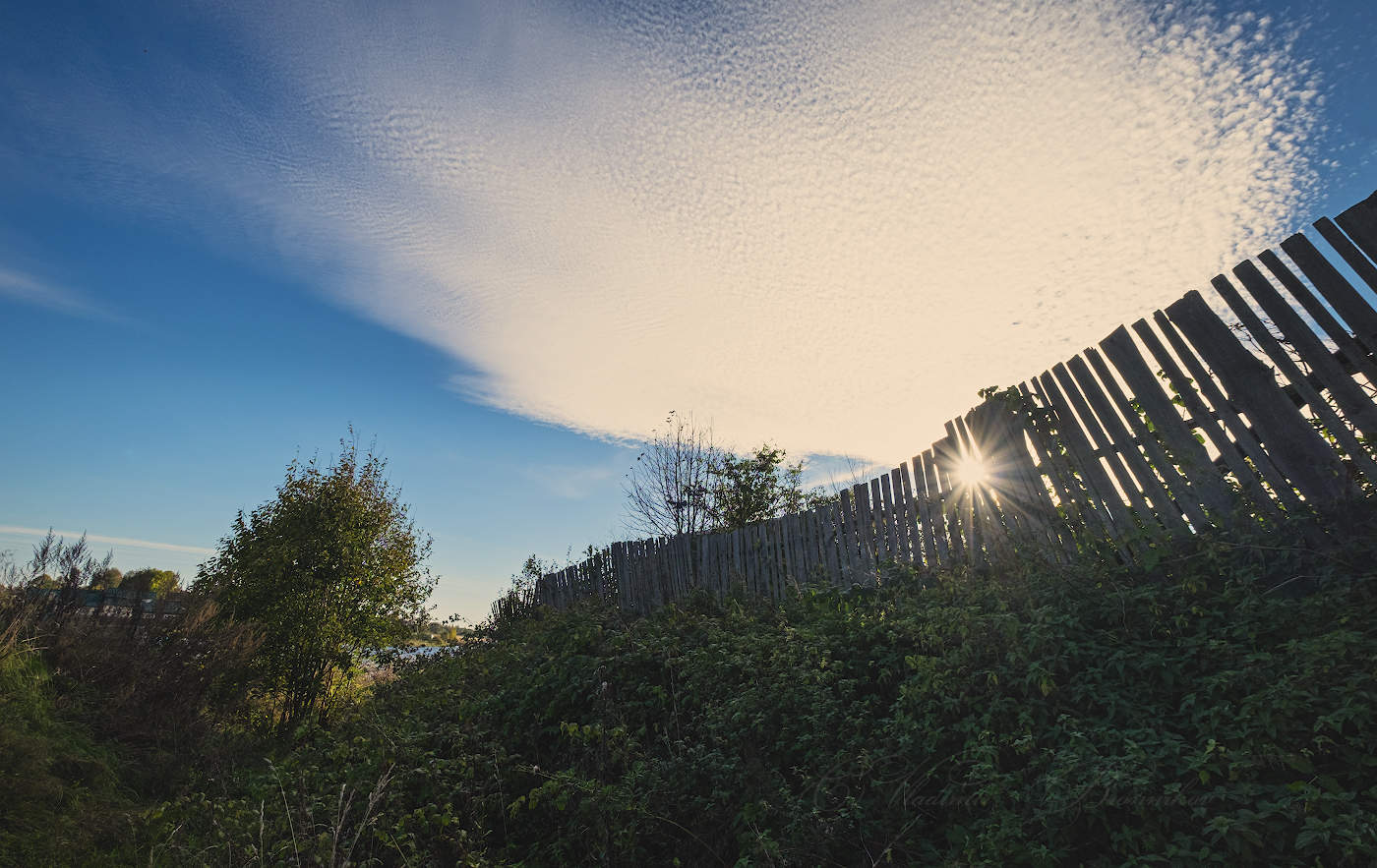 За околицей-небо веером...