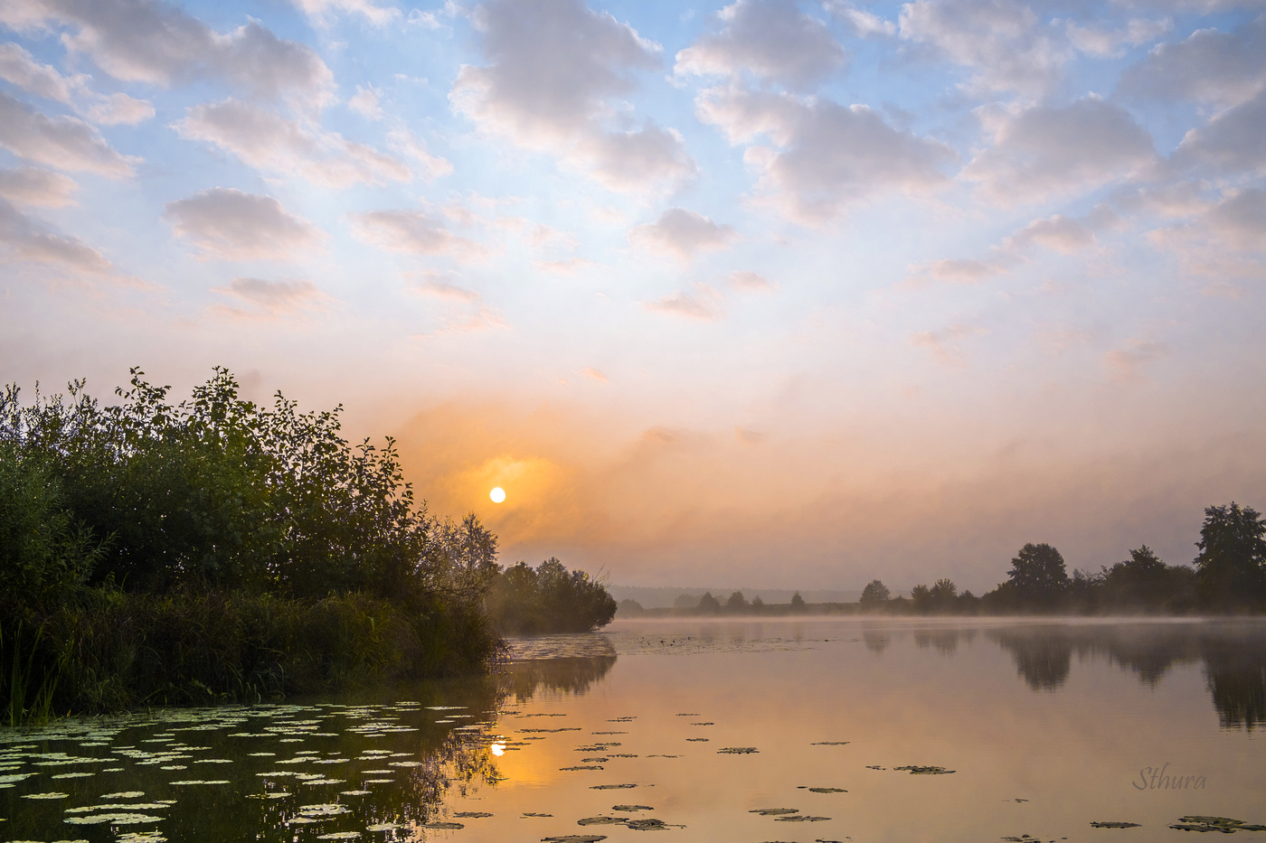 На восходе.