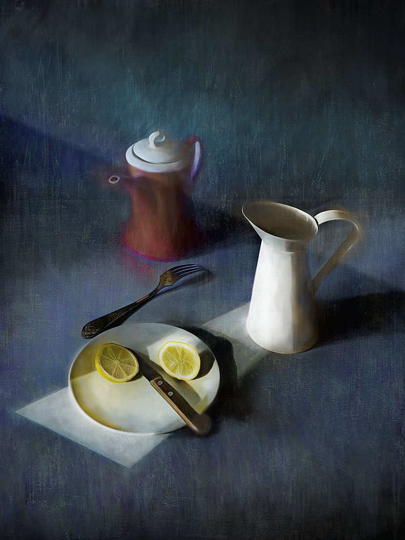 лимон и вилка