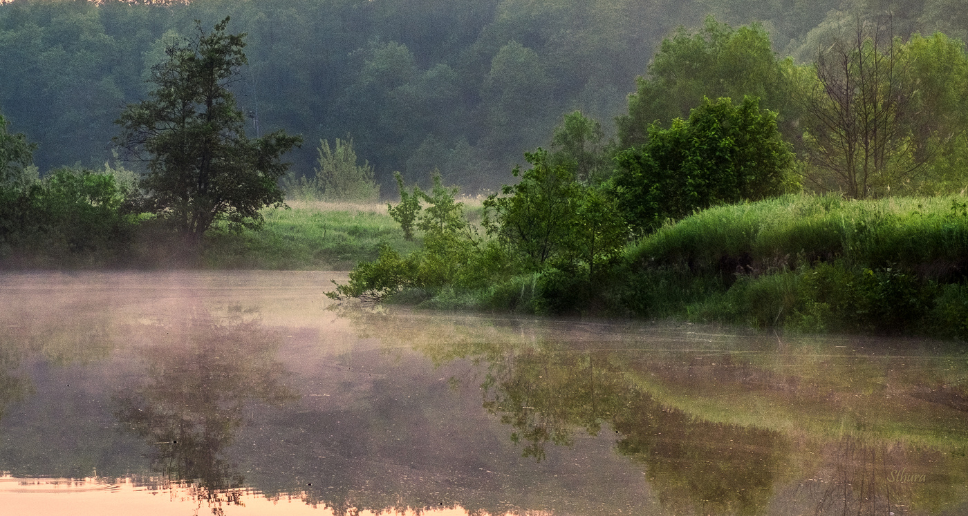 Утро на озере Рожок.