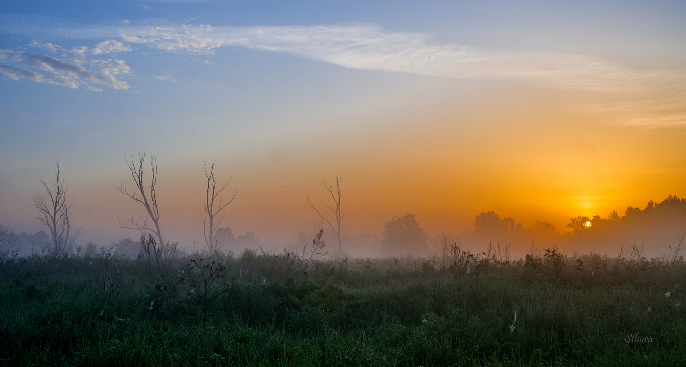 На восходе.