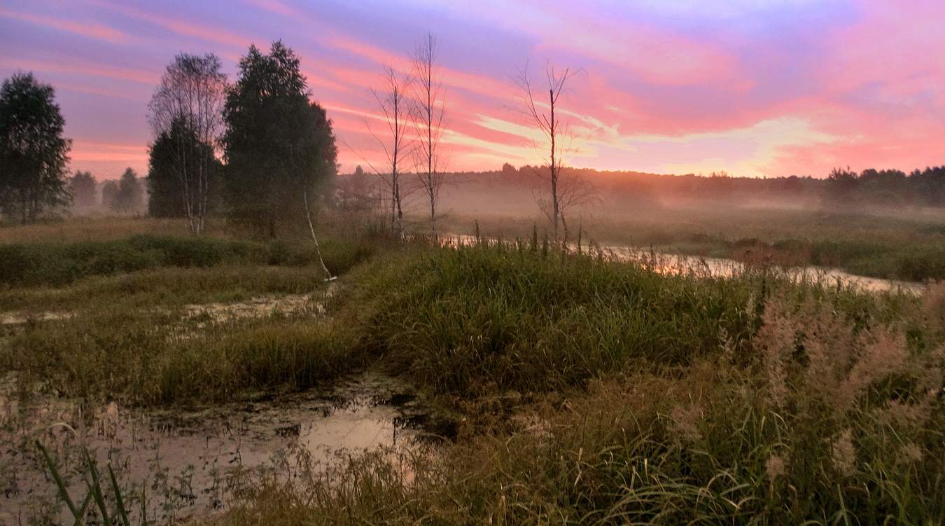 Алая заря догорала