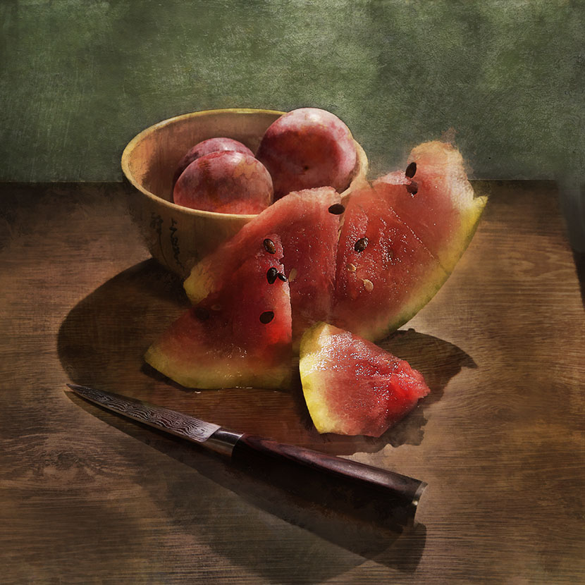 арбуз и сливы